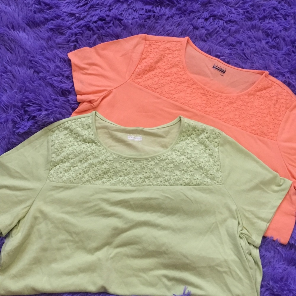 Neon Basic tees with lace decor